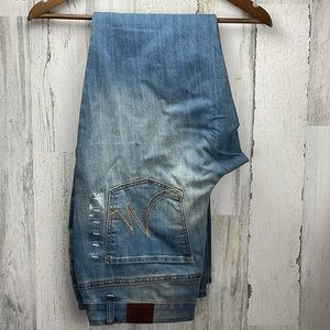 Maurices Mid Rise 16w Long Light wash Boot Cut Denim Jeans/Plus Size Denim Flex